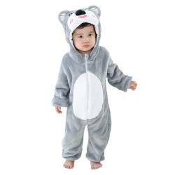 Baby Overall Winter Baby Strampler Warm Flanell Stitch Dinosaurier Einhorn Kostüme für Baby, Cute Onesie Schlafanzug Kapuze Kinder Pyjamas Schlafsack mit Ärmel Füßen Koala 80(6-12 Monate) von Monstoyo