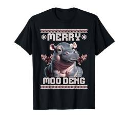 Moo Deng Baby Nilpferd hässlicher Weihnachtspullover Urlaub Spaß T-Shirt von Moo Deng Baby Hippo Ugly Christmas Sweater Style