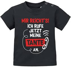 MoonWorks® Baby T-Shirt Kurzarm mit Spruch Tante lustig Mir reichts ich Rufe jetzt Meine Tante an Jungen Mädchen schwarz 92/98 (16-24-Monate) von MoonWorks