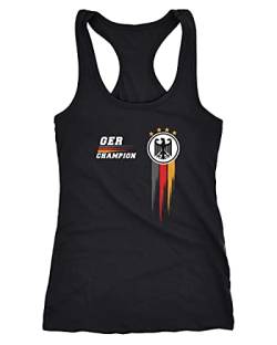 MoonWorks® Damen Tank Top Fan-Shirt Deutschland Champion EM 2024 Fußball Europameisterschaft Racerback Muskelshirt schwarz L von MoonWorks