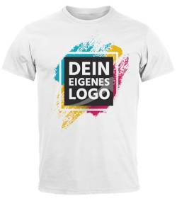 MoonWorks® Herren T-Shirt Bedrucken mit eigenem Logo Bild Text personalisiert Aufdruck Design selbst gestalten Fotoshirt weiß M von MoonWorks