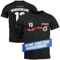 MoonWorks® Herren T-Shirt Trikot EM 2024 Deutschland Frontprint und Backprint personalisiert mit Name Fanshirt schwarz L von MoonWorks