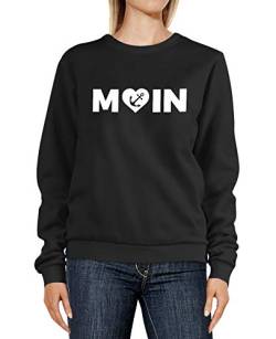 MoonWorks® Sweatshirt Damen Aufdruck Moin Herz mit Anker Rundhals-Pullover Pulli Sweater schwarz L von MoonWorks