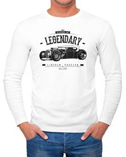 MoonWorks Herren Longsleeve Hot Rod Retro Auto Car Oldschool Rockabilly Langarmshirt weiß L von MoonWorks