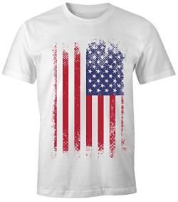 MoonWorks Herren T-Shirt - Amerika Flagge USA Flag United States of America - Comfort Fit weiß XL von MoonWorks