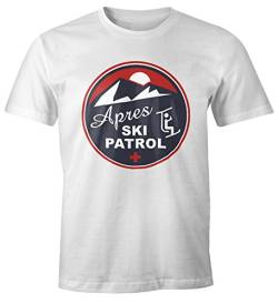 MoonWorks Herren T-Shirt Apres-Ski Patrol Retro weiß XL von MoonWorks