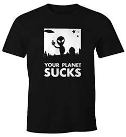 MoonWorks Herren T-Shirt Your Planet Sucks Alien UFO schwarz XXL von MoonWorks