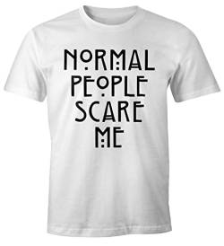 MoonWorks Normal People Scare Me T-Shirt Herren Fun-Shirt weiß XL von MoonWorks