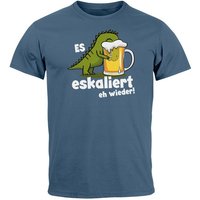 MoonWorks Print-Shirt Herren T-Shirt Alkohol Bier Shirt Es Eskaliert Eh Wieder T-Rex Dino mit Print von MoonWorks