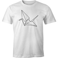 MoonWorks Print-Shirt Herren T-Shirt Origami Kranich Crane Vogel Bird Geometrisch Moonworks® mit Print von MoonWorks