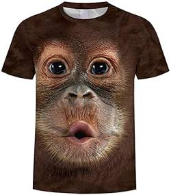 Herren Übergröße Elastisches ärmelloses Korpulenzoberseiten Behälter Weste Oansatz Bluse AFFE Print Shirt, 3D Druck Affengesicht T-Shirts Sommer Tops Tees Kurzarm Unisex Pärchen S-6XL von Mooyii