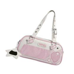 Schultertaschen, Schultertasche, durchsichtige Achseltasche, Studententasche, Büchertasche, große Kapazität, Handtasche, japanischer Stil, Itabag für den täglichen College, weiß/pink von Morain