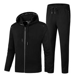 Morbuy Herren Jogginganzug Trainingsanzug Mit Kapuze, Männer Sweatshirt Jogging Hose Sets Sportanzug Einfarbig Trainings-Anzug Fitness Jogginganzug (9XL,Schwarz) von Morbuy