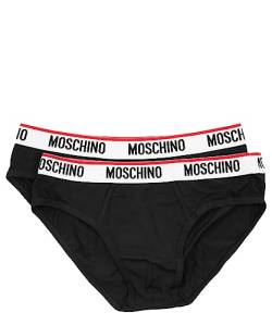 MOSCHINO 2er-Pack Herren-Slips mit Logo und Vivo Rot, Modell A1392 4300, Schwarz., Schwarz , L Kurz von Moschino