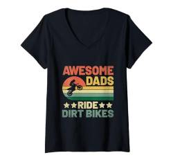 Damen Fantastische Väter fahren Dirtbikes Motocross-Dirtbike-Fahrer T-Shirt mit V-Ausschnitt von Motocross Dirt Bike Biker Gifts