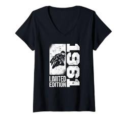 Damen Motorradfahrer Geschenke Geburtstag Jahrgang 1961 Motorrad T-Shirt mit V-Ausschnitt von Motorcycle Accessories Gifts Shirts