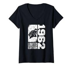 Damen Motorradfahrer Geschenke Geburtstag Jahrgang 1962 Motorrad T-Shirt mit V-Ausschnitt von Motorcycle Accessories Gifts Shirts