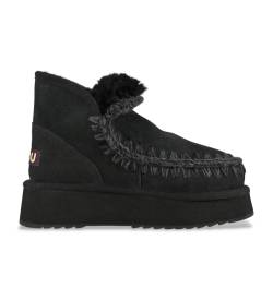 Mou für Damen. MU.FW681000A Lederstiefeletten Mini Eskimo Platform schwarz (36), 8 bis 10 cm, Keine, Lässig von Mou