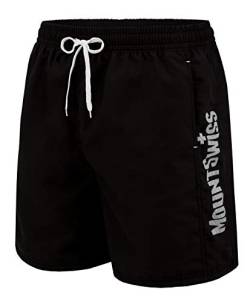 Mount Swiss Herren Badehose Lenny mit seitlichen Taschen und Gesäßtasche I Bequeme Badeshorts in Farbe Black, Gr. XL von Mount Swiss