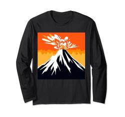 Vulkan-Silhouette – Berg ausbrechend – Felsen – Lava Langarmshirt von Mountain Erupting - Rocks - Lava