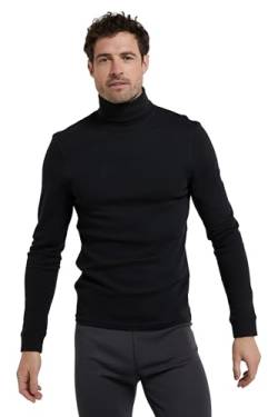 Mountain Warehouse Meribel Herren Baselayer mit Rollkragen, Pullover, Baumwolle Rolli Unterhemd Funktionsunterwäsche Thermounterwäsche Ski Snowboard, winter Schwarz XL von Mountain Warehouse