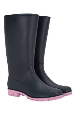 Mountain Warehouse Splash Damen-Gummistiefel - wasserdichte Regenschuhe mit Textil-Innenfutter, EVA-Polster, starke Griffigkeit – für Festivals, Garten, Spaziergänge Dunkelblau 37 EU von Mountain Warehouse