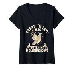 Damen Trauertaube Vogelliebhaber Damen Herren Mädchen Jungen Schildkröte Taube T-Shirt mit V-Ausschnitt von Mourning Dove Bird Watching Watcher