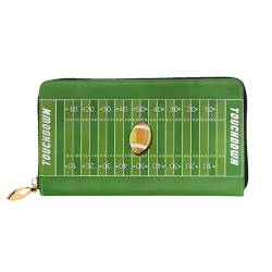 Mouxiugei American Football Field Ball Sport Premium Leder Geldbörse mit Reißverschlussfach und mehreren Kartenfächern - Stilvolle und langlebige Herren-Geldbörse, American Football Field Ball Sport, von Mouxiugei