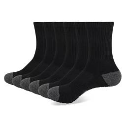 Mowenti Sneaker Socken Herren 43-46 Damen Tennissocken Sportsocken Baumwolle Business Socken Classic Atmungsaktive Laufsocken Dicke Warme Verdickte Outdoor Schwarz Socken Frottee Lange 6 Paar von Mowenti