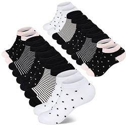 Mowenti Socken Damen 35-38 Sneaker Kurze Baumwollsocken Sportsocken 10 paar Streifen Punkten-8203 von Mowenti