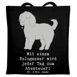 Mr. & Mrs. Panda Tragetasche Bologneser Abenteuer - Geschenk, Lebensfreude, Beutel, Stofftasche, Hund, Hundeliebe, Laptoptasche, Hunderasse, kleines von Mr. & Mrs. Panda