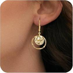 Mrltau 18K Goldene Ohrringe Damen, Statement Ohrringe Gold Wasserfest, Ohrringe Gold Groß, Ohrringe Hängend Gold, Modeschmuck Ohrringe, Gold Earrings for Women von Mrltau