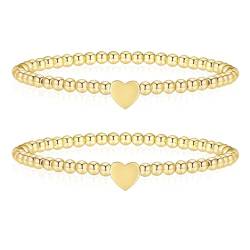 Mrltau 2 Stück elastische Kugelarmband, Edelstahl Armband, Armband Damen Gold, Freundschaftsarmbänder, Schmuck Geschenk für Mädchen Frau, Teenager Mädchen Geschenke von Mrltau