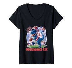 Damen Patriotischer Dinosaurier 4. Juli Amerisaurus T Rex T-Shirt mit V-Ausschnitt von Mrpotts73 Unabhängigkeitstag