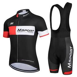 Fahrradbekleidung Komplettset Fahrradanzug Trikot + Trägerhose Shorts, Msport 1 Stk, XL von Msport