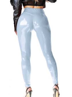 Mstaad Lack-Leggings aus Kunstleder für Damen, hohe Taille, Po, Lifting, Lack, Kunstleder, Latex, glänzende Hose, Konzert-Outfits, Ballad Blau, X-Groß von Mstaad