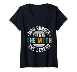 Damen Mud Runner The Man The Myth The Legend T-Shirt mit V-Ausschnitt von Mud Run Designs Idee Hindernislauf