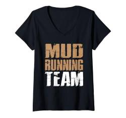 Damen Mud Running Team Mud Running Mud Runner T-Shirt mit V-Ausschnitt von Mud Run Designs Idee Hindernislauf