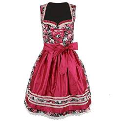 Damen Dirndl Kleid Dirndlkleid Trachtenkleid traditionell Midi Mila Bordeaux 34 von Mufimex