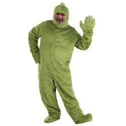 Der Grinch - Flauschiger, Warmer Weihnachts-Schlafanzug aus Plüsch mit Kapuze für Männer und Kinder - Der Grinch, der Weihnachten gestohlen hat -Grinch-Einteiler (Adults Green, XXXL) von Mugoebu