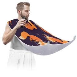 Animal Foxes Pattern Beard Bib Apron Beard Bib Hair Catcher for Men Shaving and Trimming Non-Stick Waterproof Beard Cape Grooming Cloth with 2 Suction Cups, Gifts for Men von Mularoka