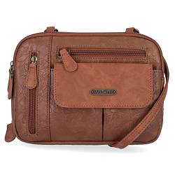 MultiSac Damen Zippy Umhängetasche mit 3 Fächern Cross Body, Pekannuss-Blumen von MultiSac