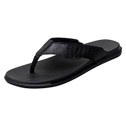 Mumuj Gartenschuhe Bade Herren Bade Kinder Herren-Flip-Flops, modisch, neues Muster, flacher Boden, bequem, rutschfest, große Strandslipper Gartenschuhe Bade Herren Bade Kinder (Black, 39) von Mumuj