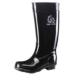 Mumuj Gummistiefel Herren Gummistiefel Gummistiefel Hohe Regenstiefel für Herren, wasserdicht, rutschfest, schwarz, PVC, für Erwachsene, Arbeits-Gummistiefel Gummistiefel Herren (Black, 44) von Mumuj