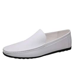 Mumuj Herren Casual Kellner Schuhe Herren Rote Braune Herren Lazy Shoes Low Top Soft Sole Soft Top Herrenschuhe Men's Lederschuhe Winterhalbschuhe Men Winter (White, 40) von Mumuj