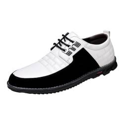 Mumuj Herren Grau Ledersohlen Comfort Lederschuhe Herrn Herrenschuhe aus lackiertem im britischen Spleißen, Business-Casual-Stil, Herren-Lederschuhe Männer Bequeme Schnürschuhe Männer (White, 40) von Mumuj