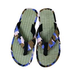 Mumuj Herren Grün Badelatschen Men Sauna Badeschlappen Herren Hausschuhe mit unten Holzboden Atmungsaktive Camouflage Canvas Hausschuhe Indoor Sandalen Hausschuhe Herren Grün rutschfest (Blue, 44) von Mumuj