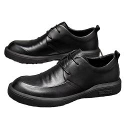 Mumuj Herren Hochzeit Leichte Schuhe Männer Grau Modische Herrenschuhe aus mit atmungsaktivem und bequemem Business-Schnürschuh Herren Leichte Schnürschuhe Herren Rot Hellbraun (Black, 42) von Mumuj