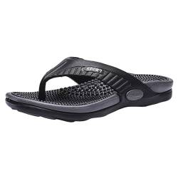 Mumuj Herren Rote Strandlatschen Men Blau Clogs Herren Große Größe 46 Atmungsaktive Strandschuhe Massagebasis Menschlicher Charakter Drag Herrenhausschuhe Männer Dunkelblau Römersandalen (Black, 45) von Mumuj