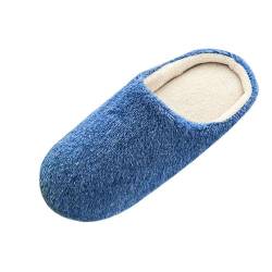 Mumuj Herren Winter Holzschuhe Mens Home Hauspatschen Plush Floor Schuhe Weiche Hausschuhe Schlafzimmer Warme Männer Winter drinnen -Rutsch-Herrenhausschuh Herren Modern Hotelslipper (Navy, 44-45) von Mumuj